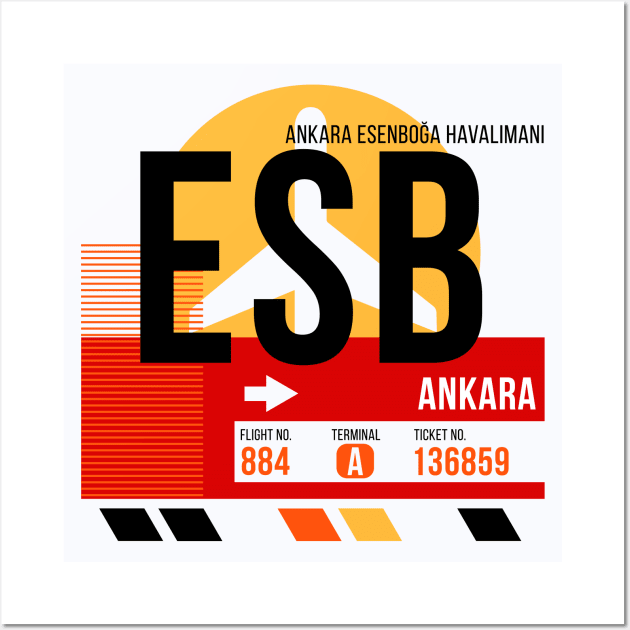 Ankara (ESB) Airport // Sunset Baggage Tag Wall Art by Now Boarding